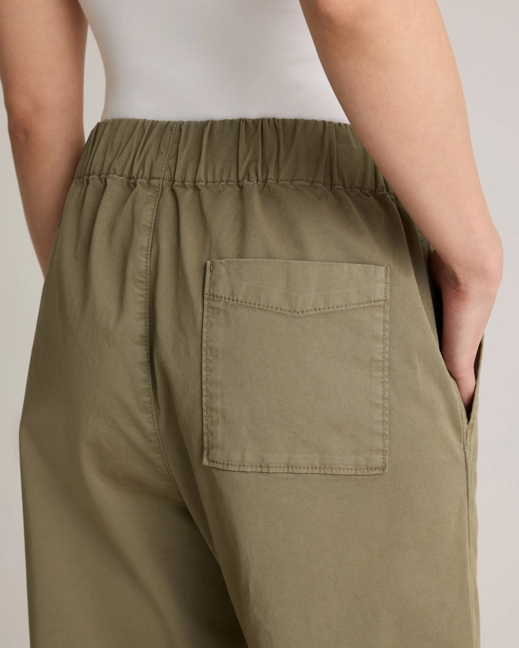 Organic Stretch Cotton Wide Leg Chino Pants - 0 / Olive