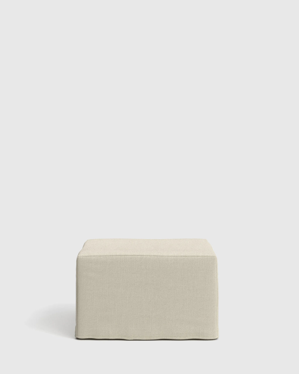 Ellery Slipcover Ottoman in Performance Linen - One Size / Sand