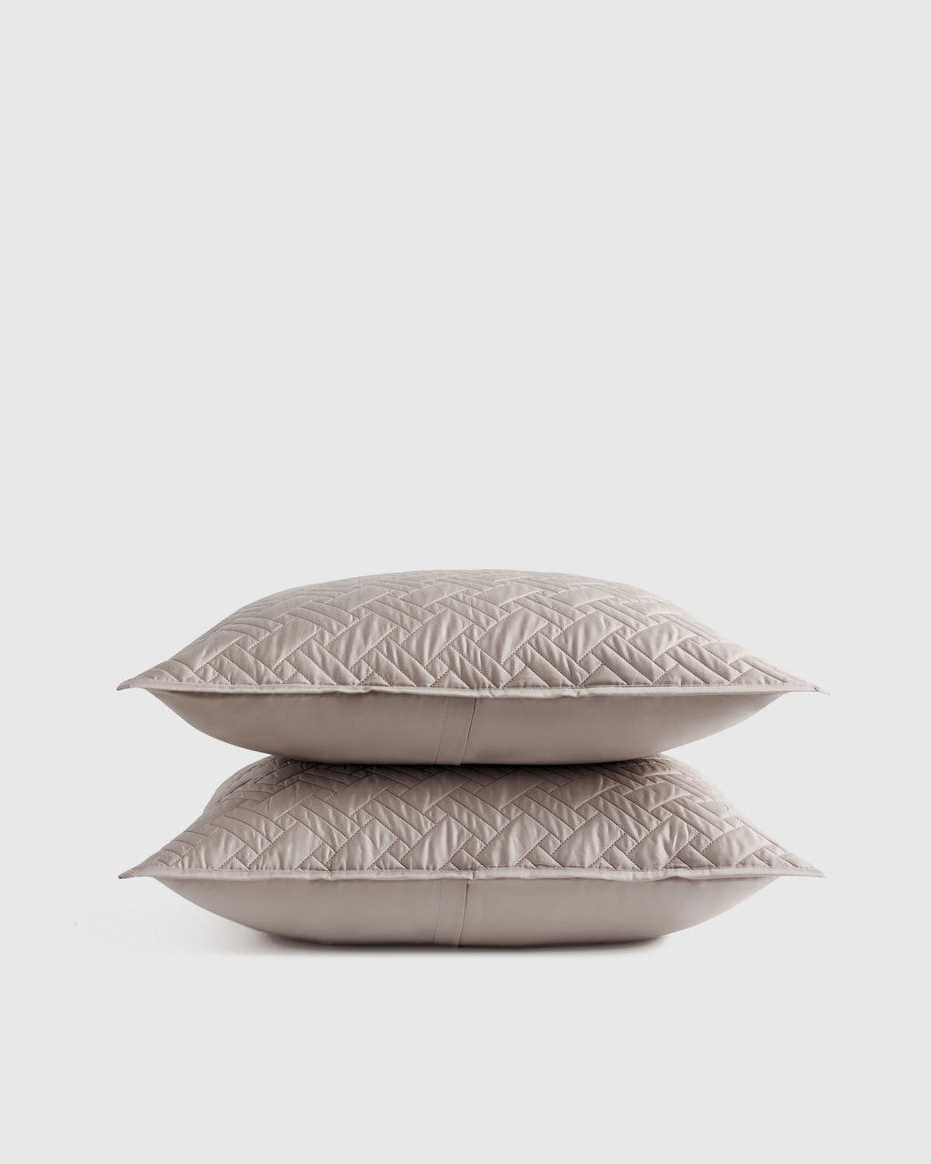 Organic Cotton Basketweave Quilted Sham Set - Standard / Mineral