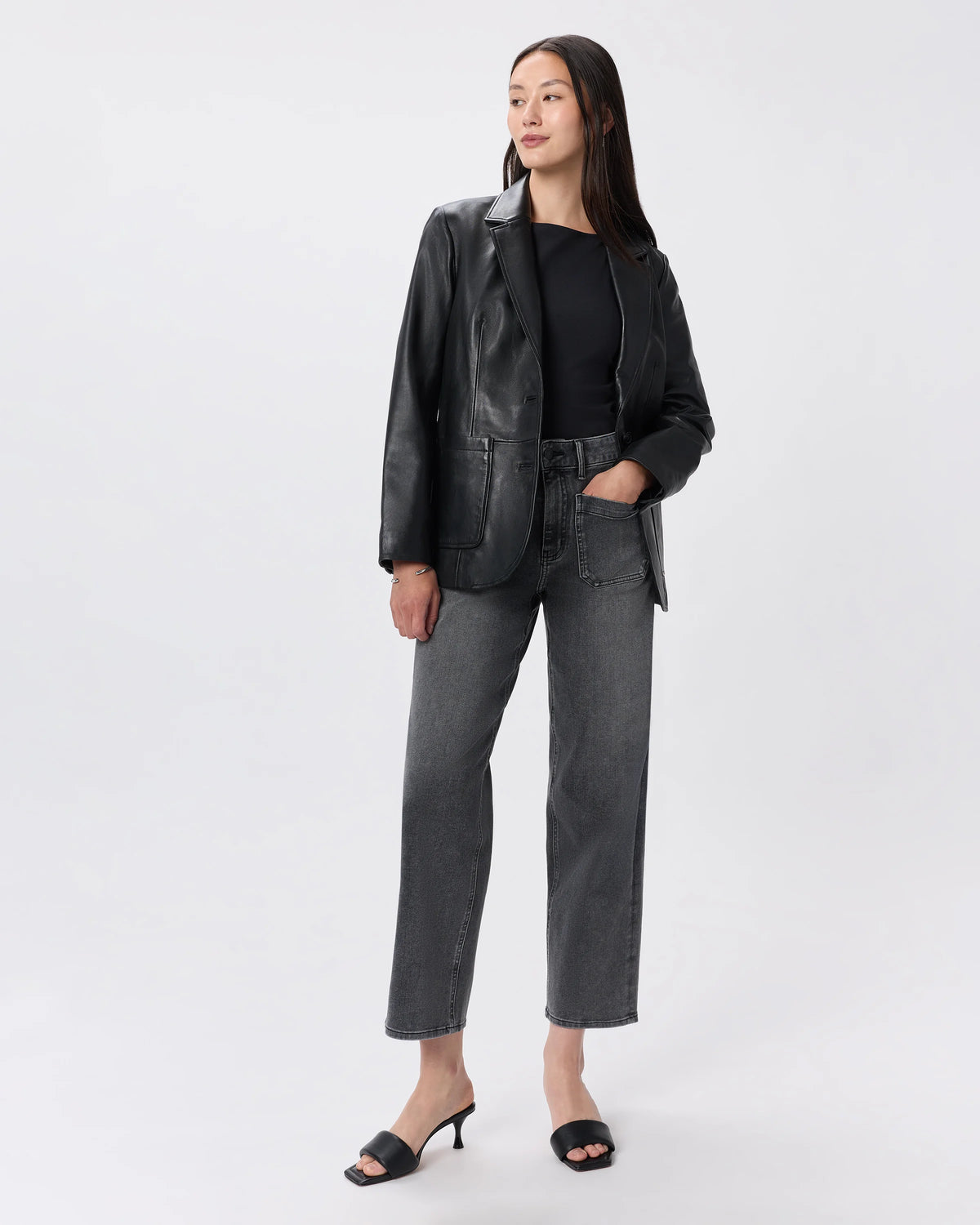 Bella Stretch Patch Pocket Wide Leg Jeans - 24 / Seaside Blue