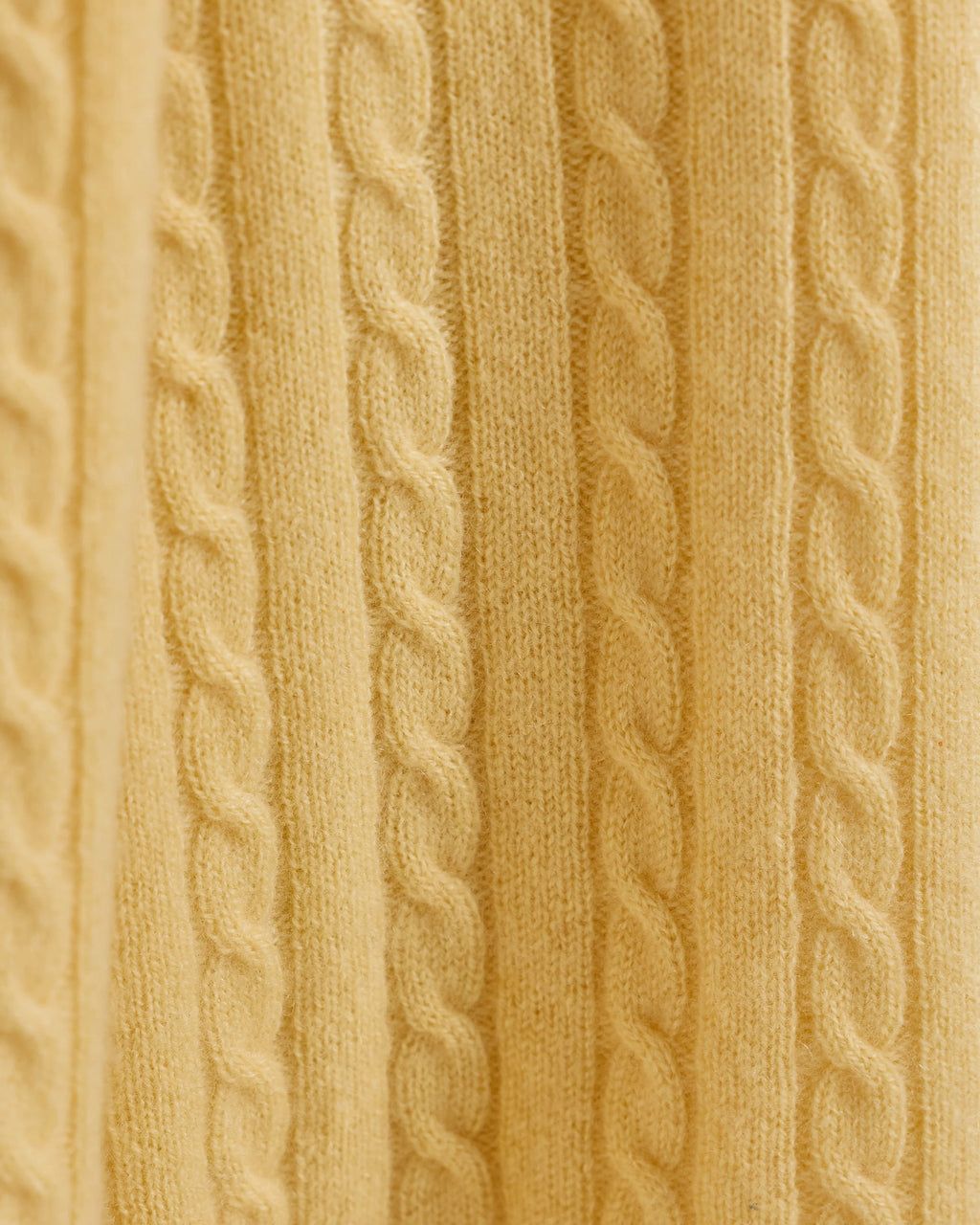 Cable Knit Cashmere Throw - 50x70 / Limoncello