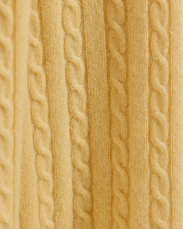 Cable Knit Cashmere Throw - 50x70 / Limoncello
