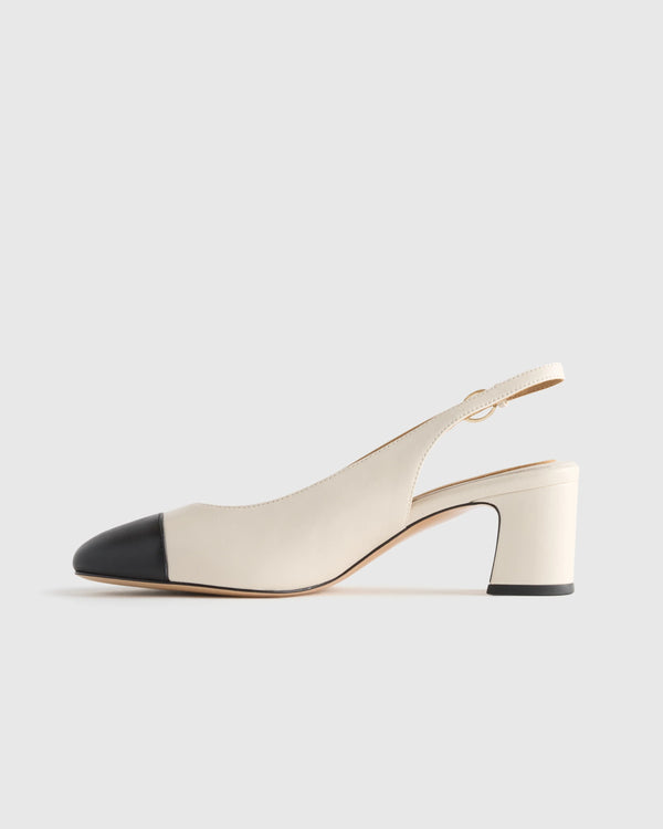 Italian Leather 65mm Cap Toe Slingback - 5 / Cashew