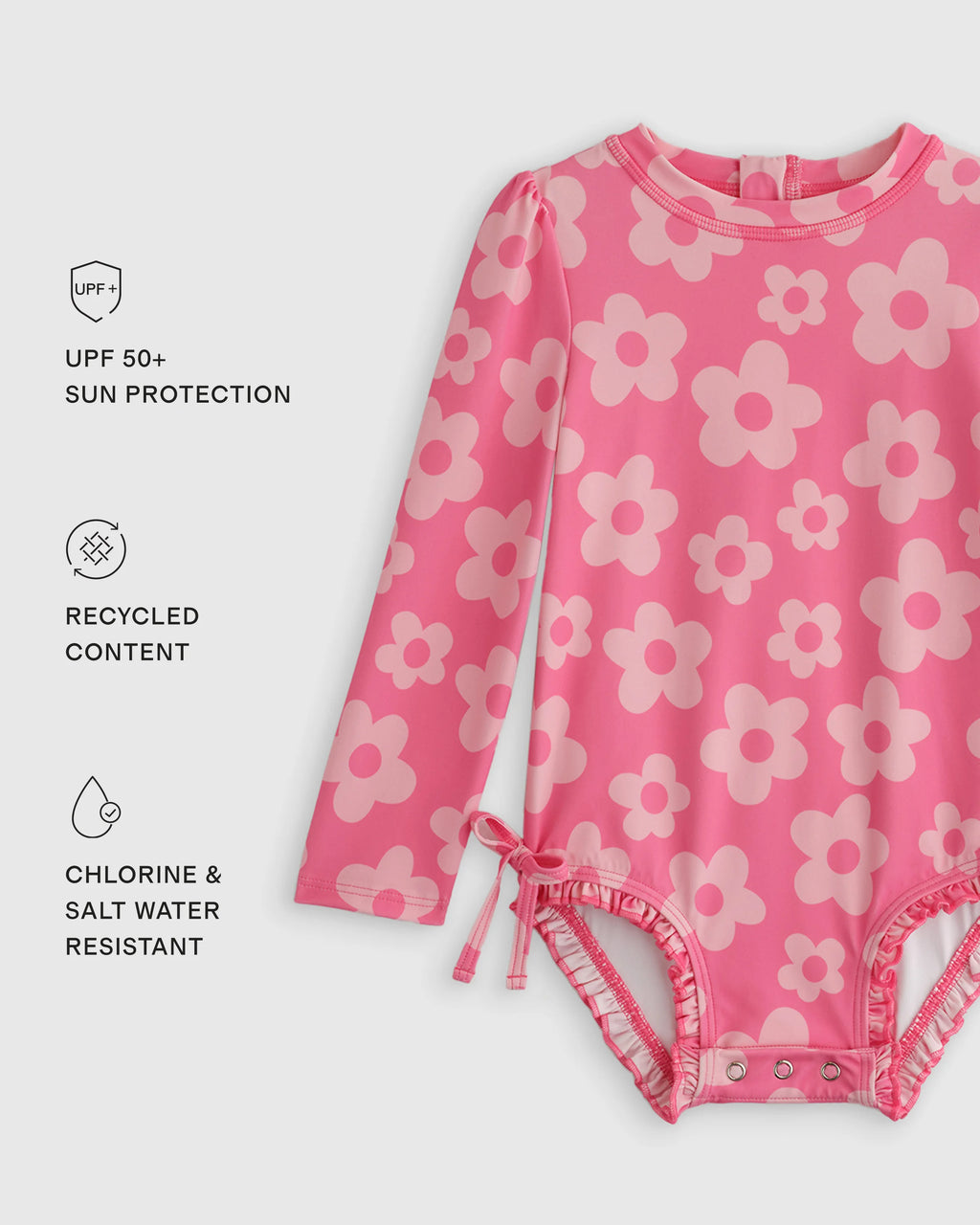 Long Sleeve Tie One-Piece Swimsuit - 0-3M / Soft Ditsy Floral