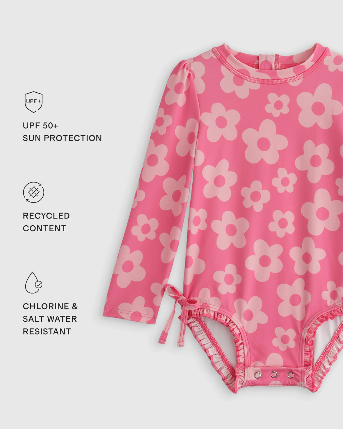 Long Sleeve Tie One-Piece Swimsuit - 2T / Soft Ditsy Floral