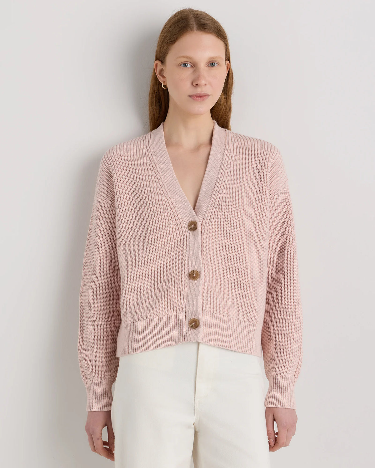 100% Organic Cotton Fisherman Boxy Cropped Cardigan - XS / Sapphire Blue