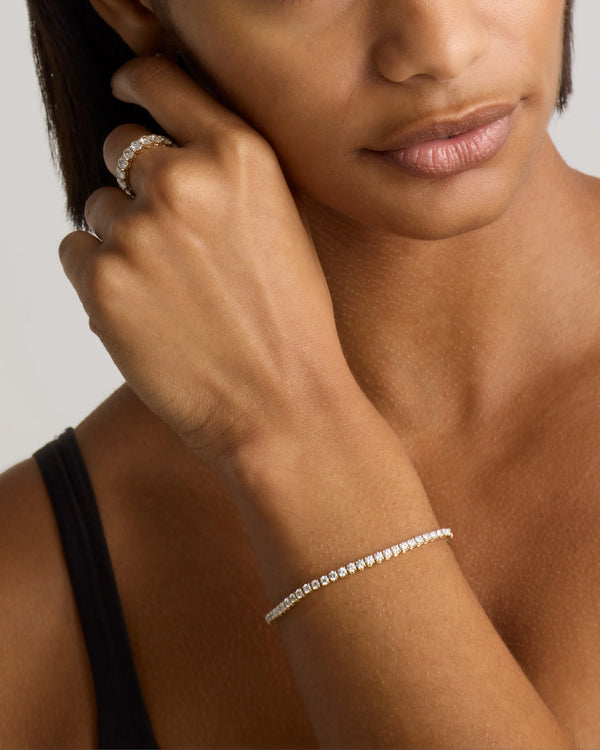 14K Gold Lab Grown Diamond Tennis Bracelet - 4ctw - 6.5" / Yellow Gold