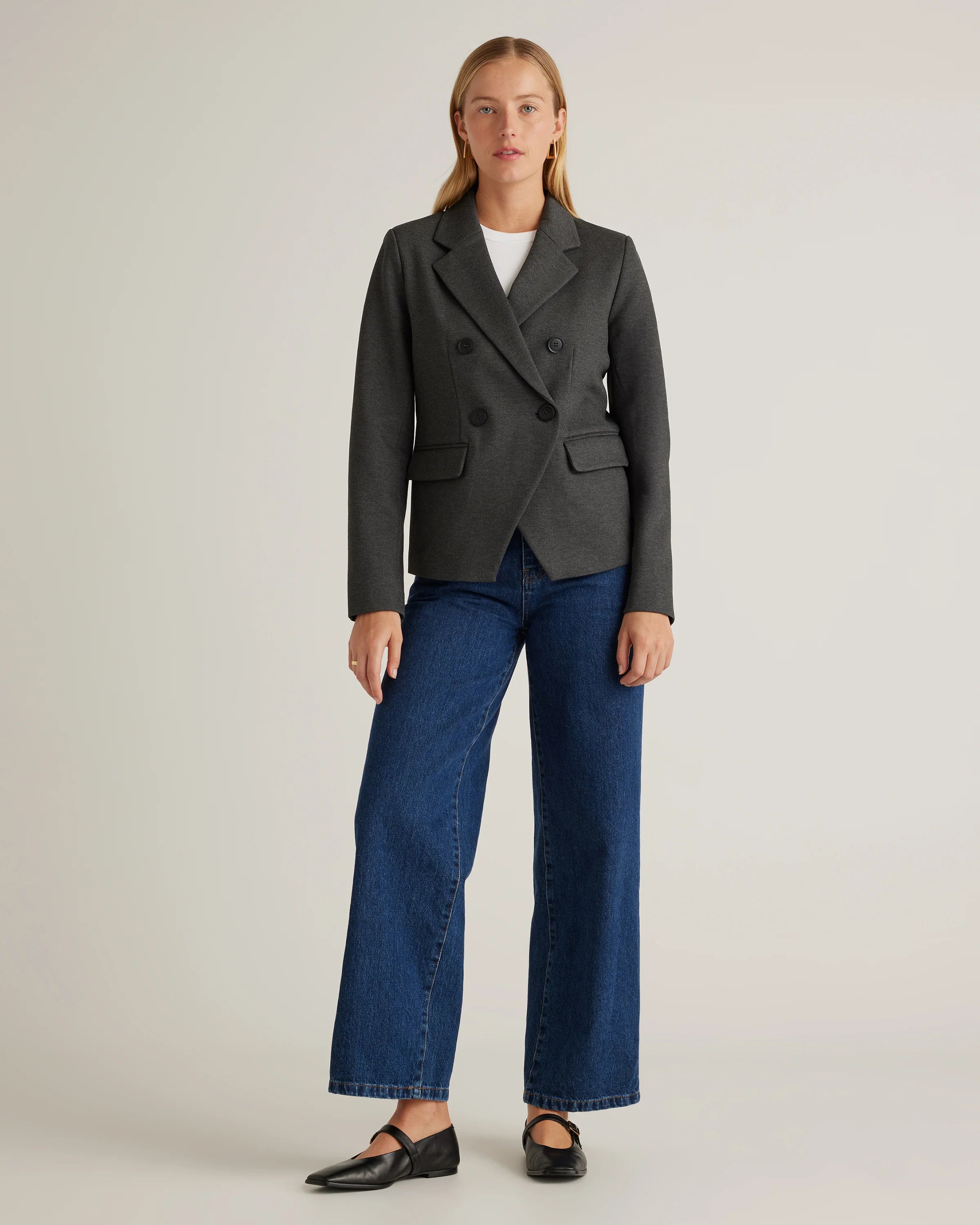 Ultra-Stretch Ponte Double-Breasted Blazer - XS / Charcoal Secondary image
