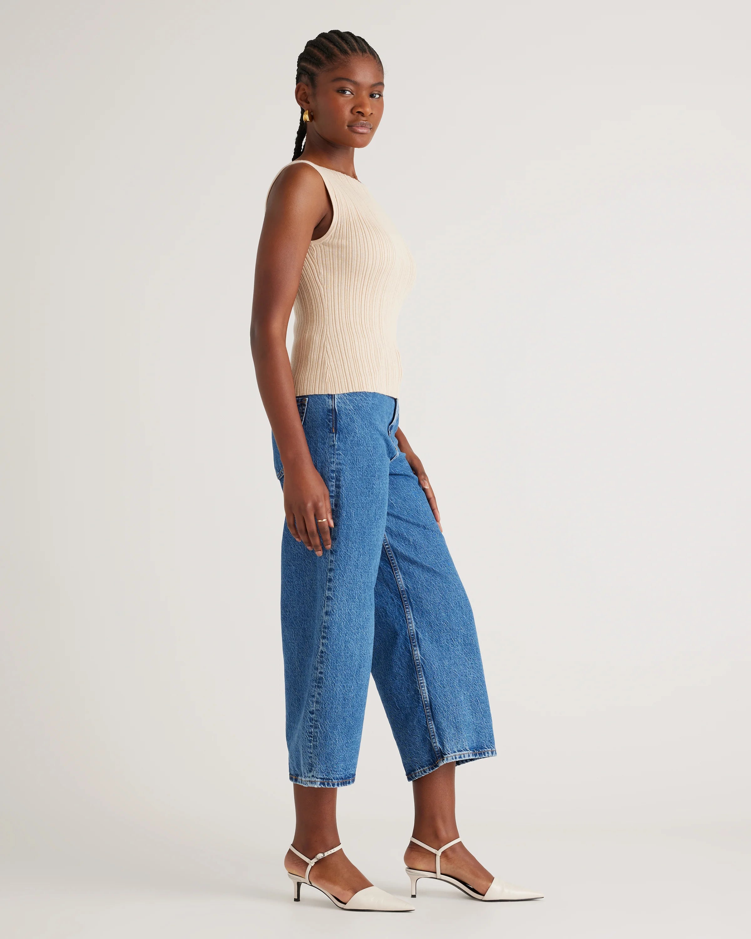 Cotton Cashmere Ribbed Tank - XS / Heather Oatmeal Secondary image