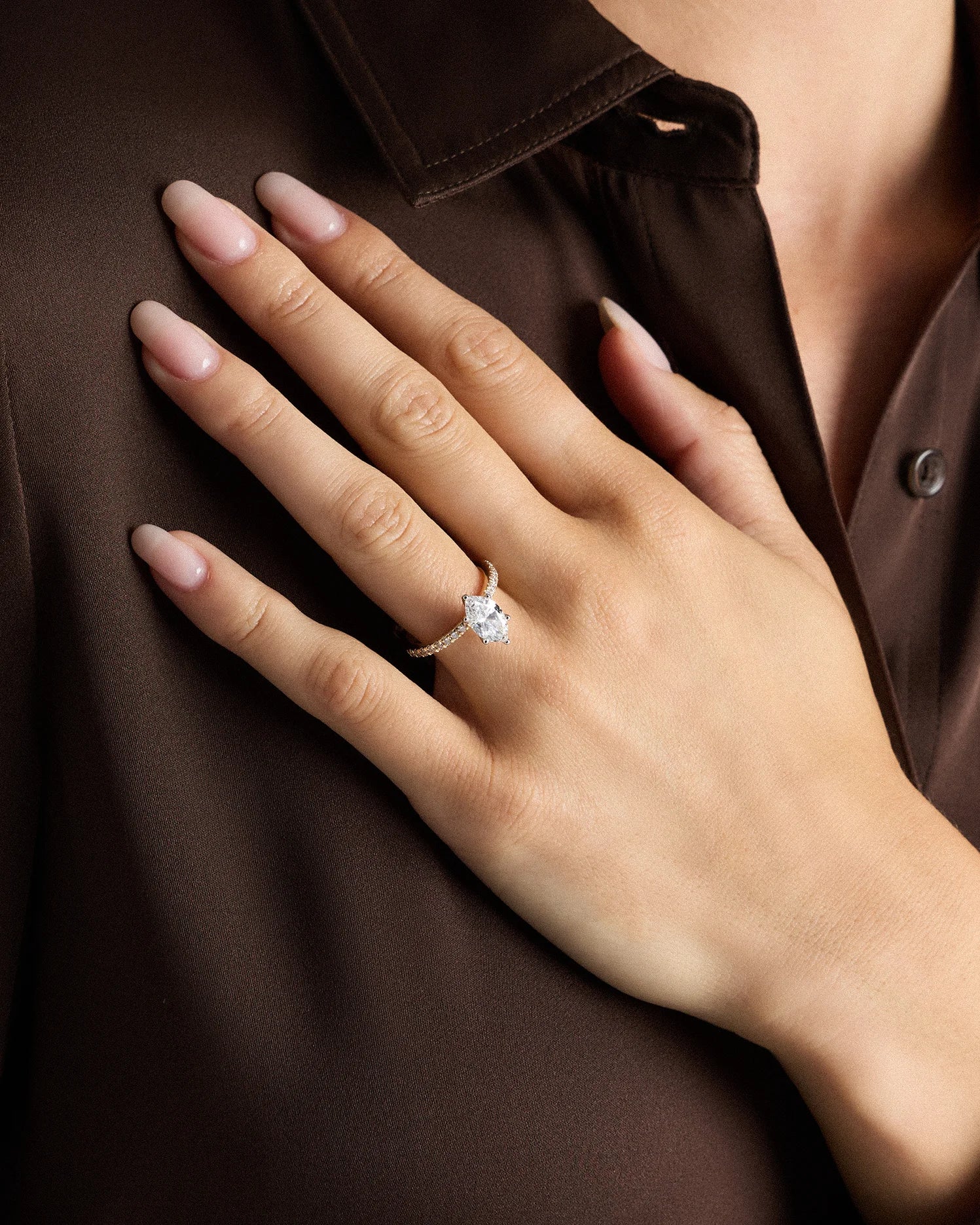 Lab Grown Diamond Marquise Petite Pave Engagement Ring - 1.5ct - 4 / Yellow Gold Secondary image