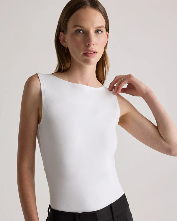 Stretch Cotton Jersey Boat Neck Tank - XS / Heather Grey