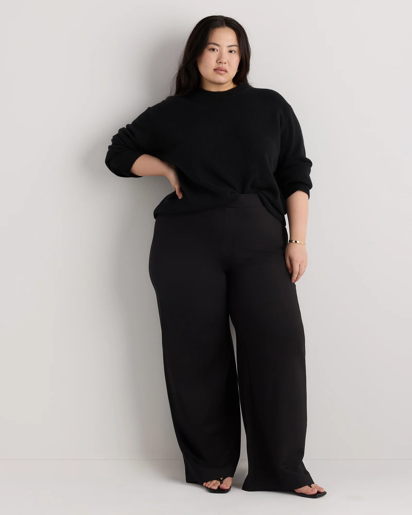 Ultra-Stretch Ponte Wide Leg Pants - 1X / Black Secondary image