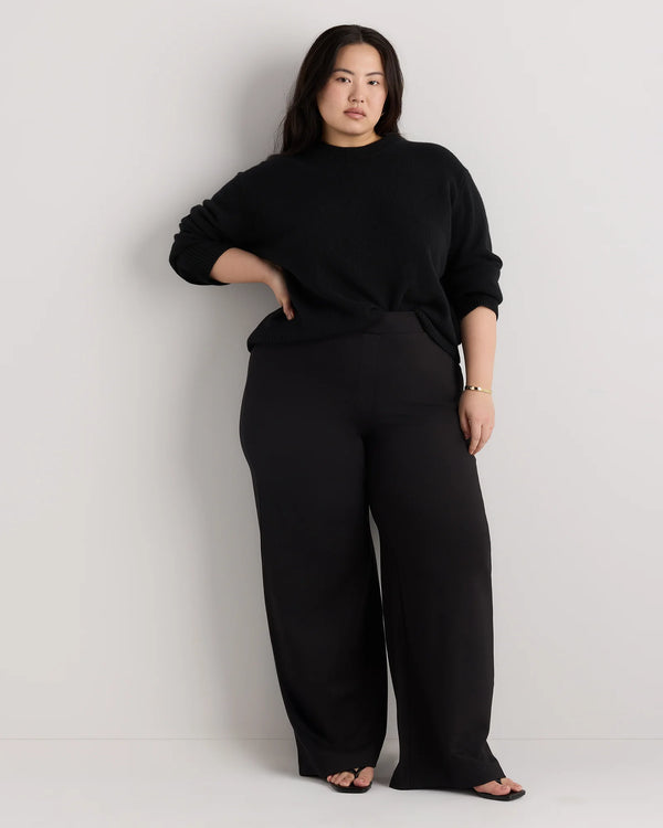 Ultra-Stretch Ponte Wide Leg Pants - 1X / Black