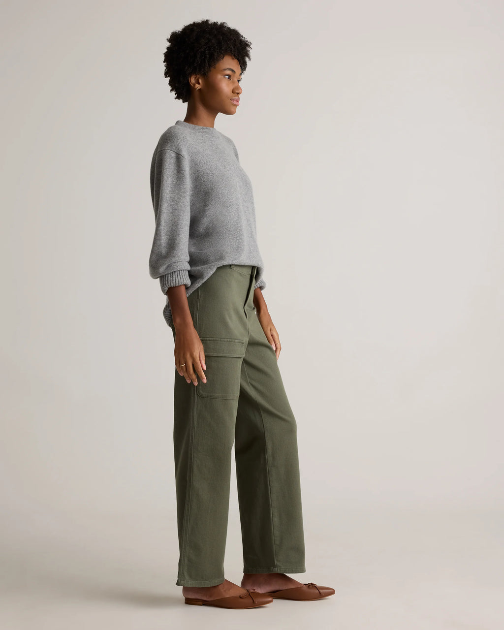 Organic Stretch Cotton Twill Cargo Pants - 0 / Light Khaki