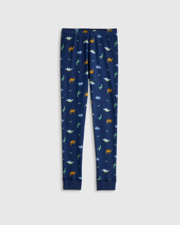 100% Organic Cotton Long Sleeve and Pant Pajama Set - 6 / Navy Stripe