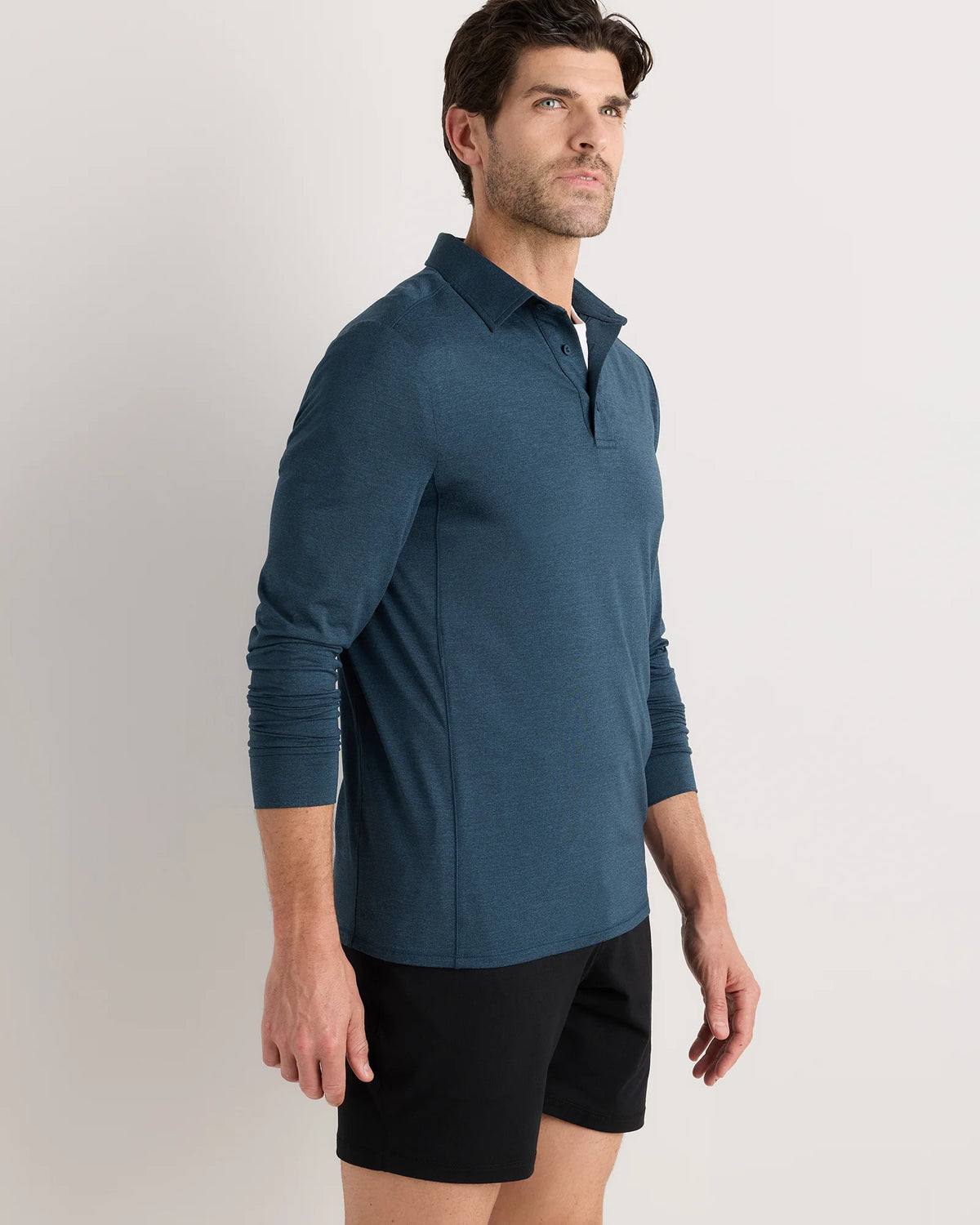 Flowknit Breeze Performance Long Sleeve Polo - XS / Heather Black