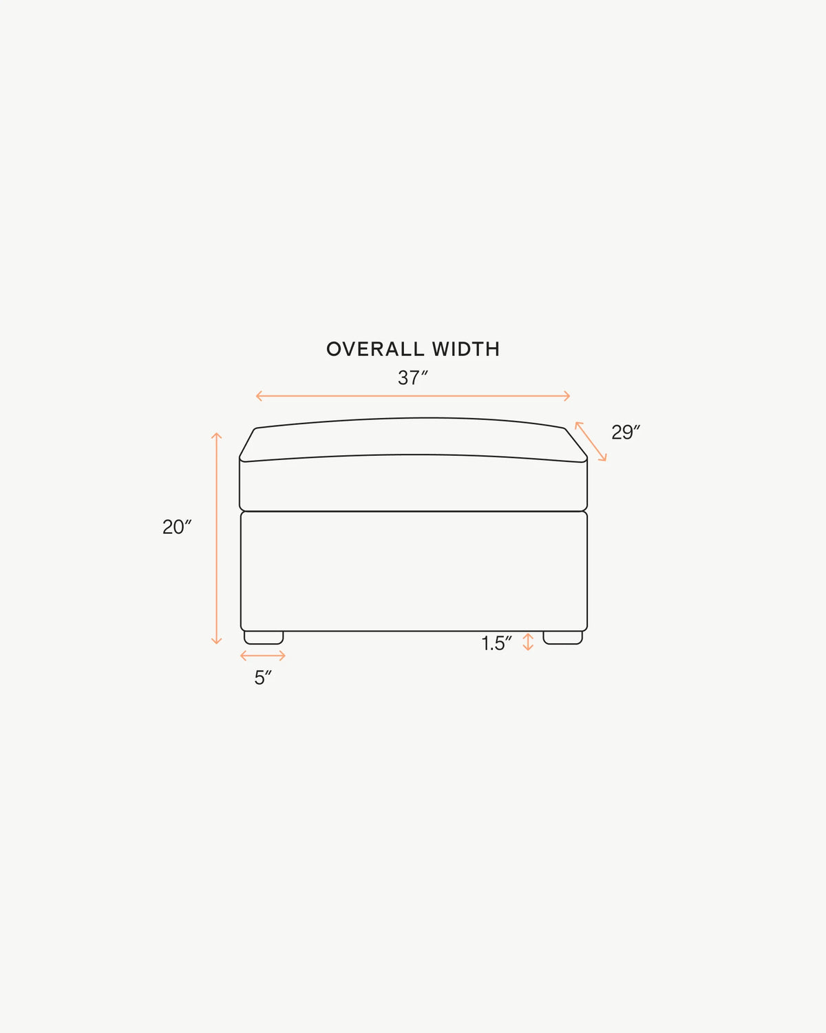 Hollis Slope Arm Ottoman in Performance Basketweave - 37" / Flax