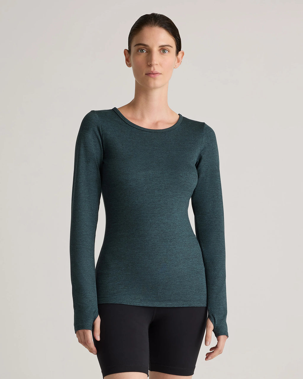 Ultra-Soft Fitted Long Sleeve Top - XS / Heather Navy