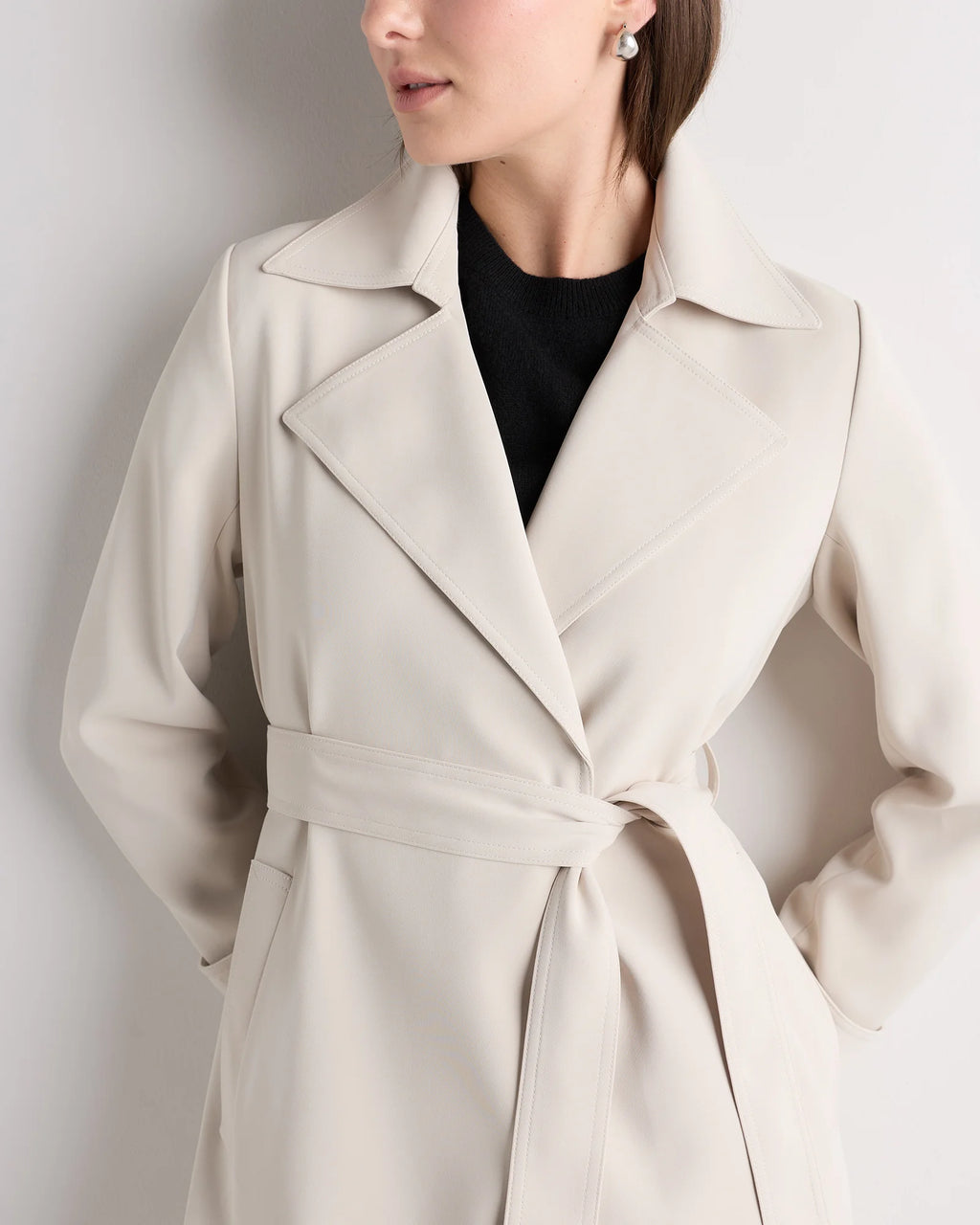 Stretch Crepe Trench Coat - XS / Olive