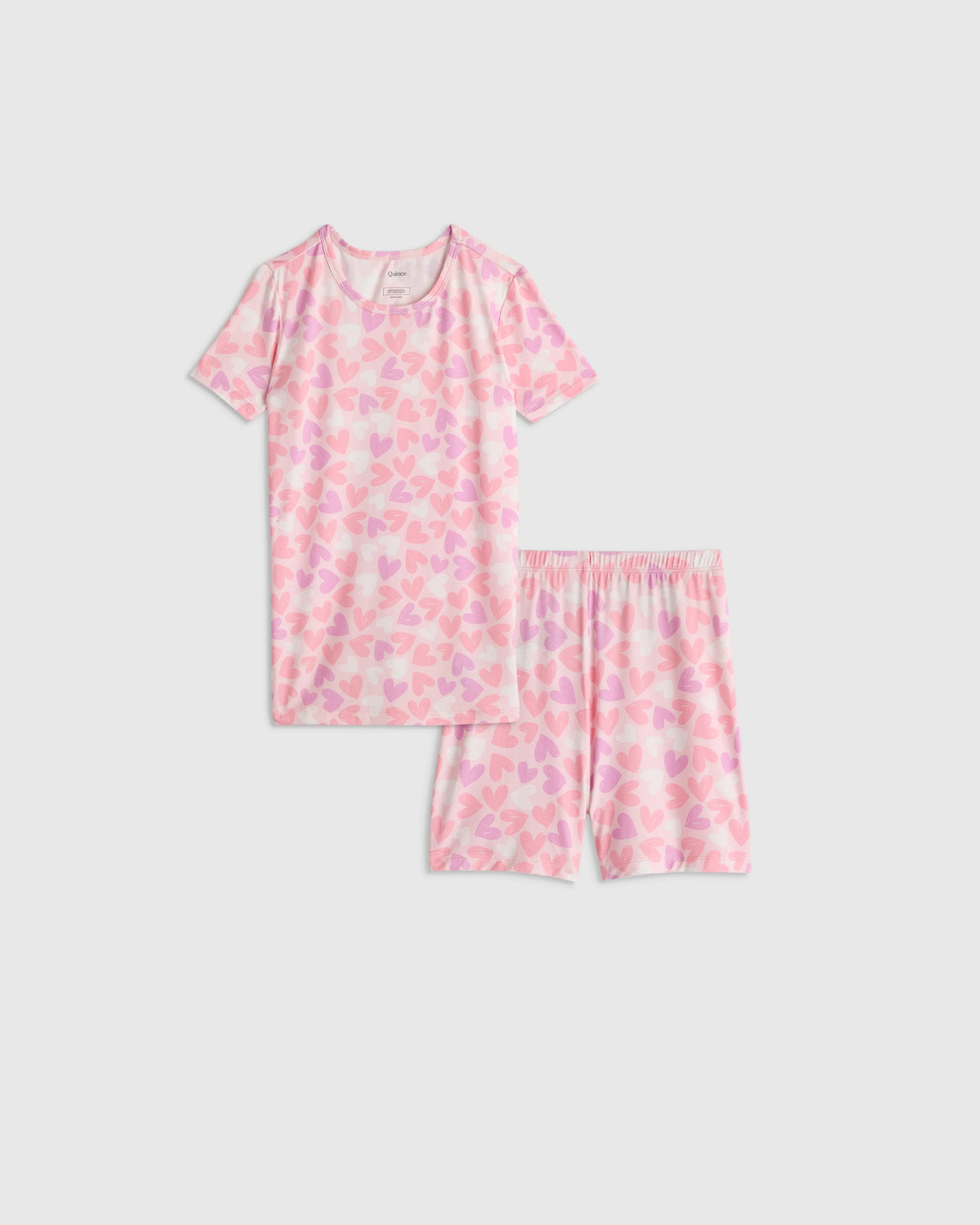 Bamboo Short Sleeve and Shorts Pajama Set - 6 / Lavender Hearts Main image