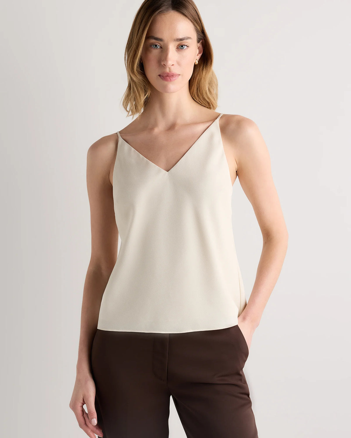 Matte V-Neck Cami - XS / Porcelain Ivory Main image