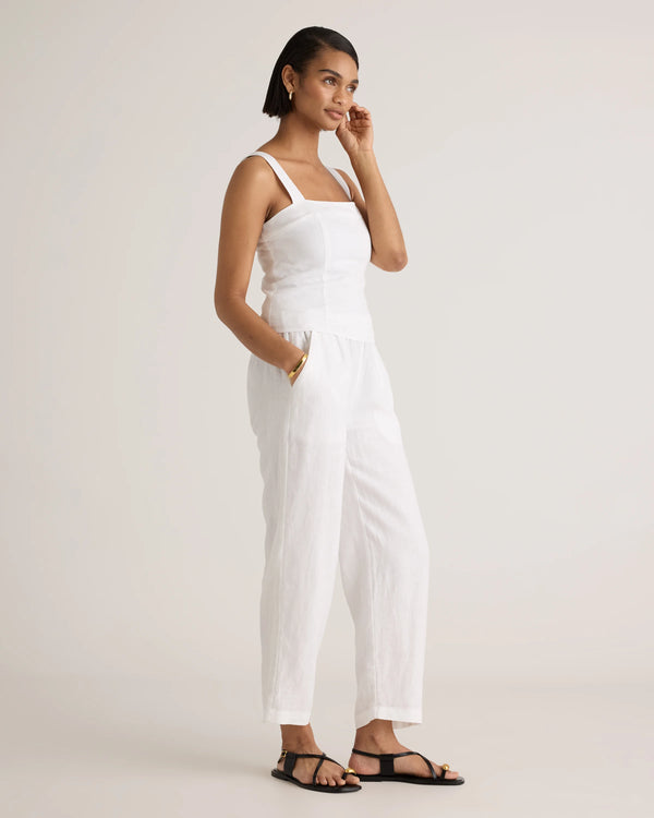 100% European Linen Fitted Tank - XS / Moonstone Blue