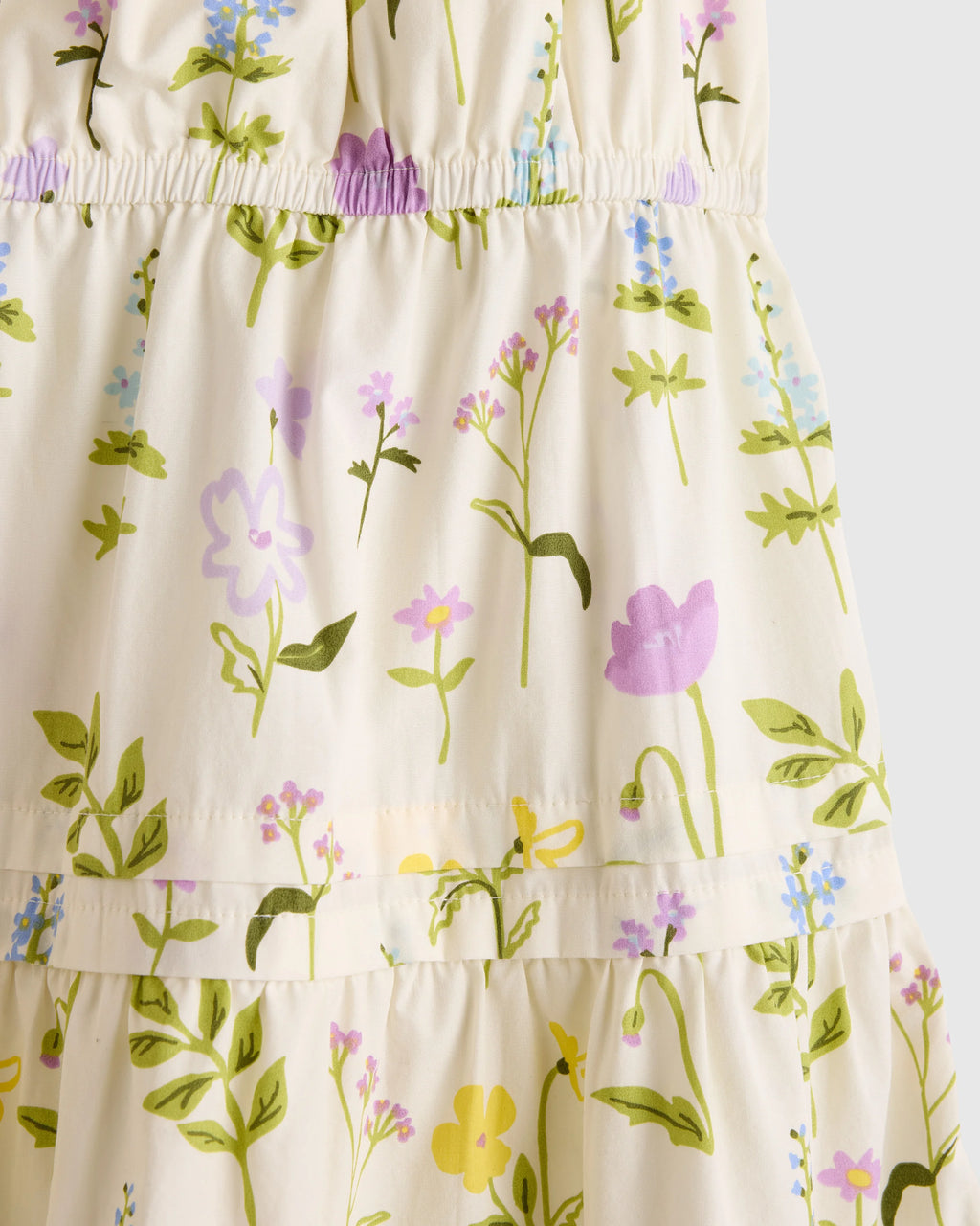 100% Organic Cotton Poplin Tiered Dress - 6 / Wildflower Botanical