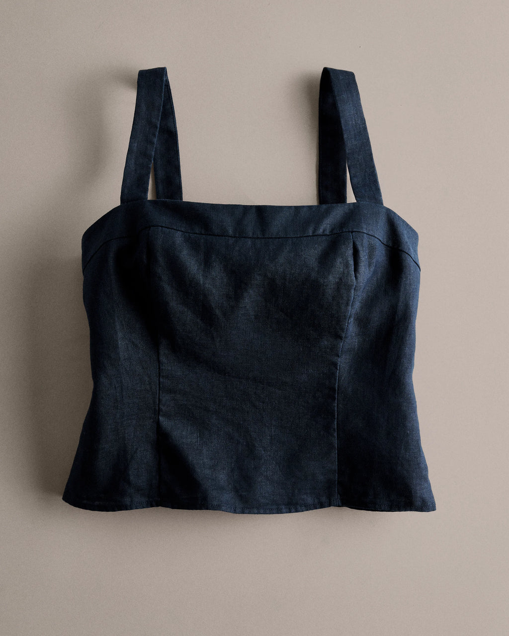 100% European Linen Fitted Tank - XS / Moonstone Blue