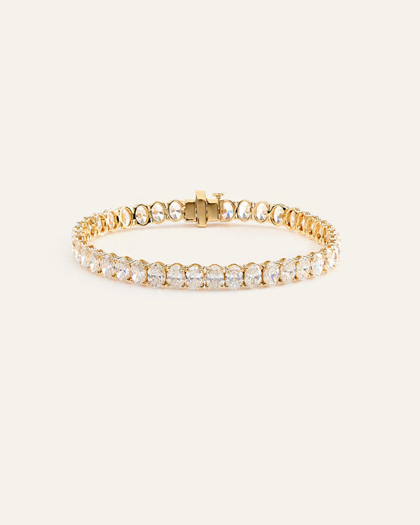 14K Gold Lab Grown Diamond North-South Oval Tennis Bracelet - 15ctw - 6.5" / Yellow Gold