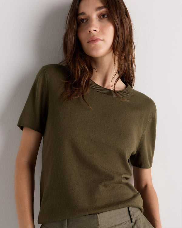 Lightweight Cotton Cashmere Relaxed Sweater Tee - XS / Sugar Stone