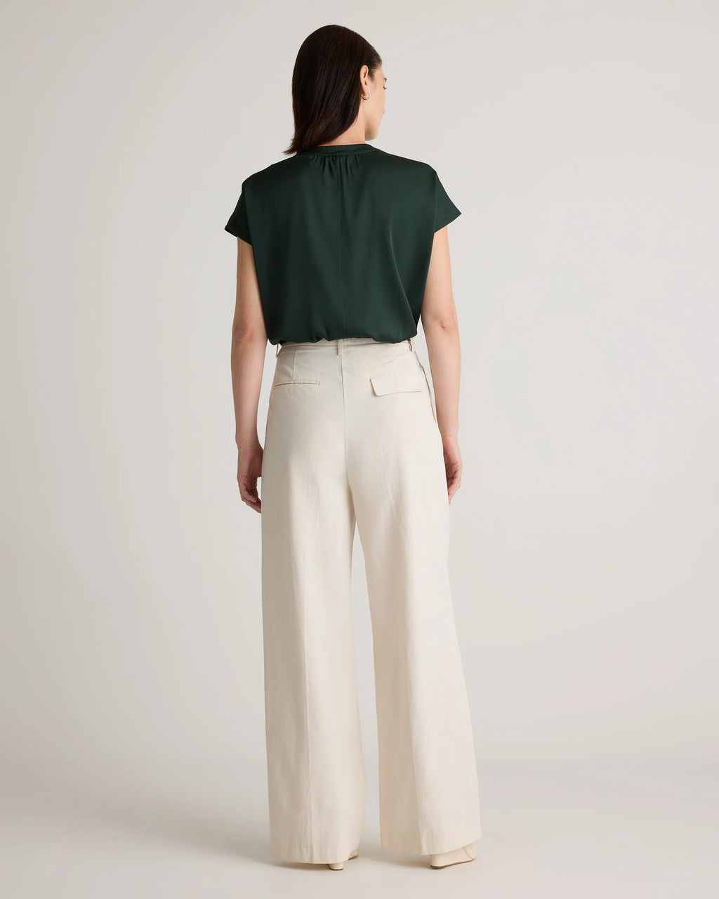 Washable Stretch Silk Dolman Sleeve Blouse - XS / Forest Green