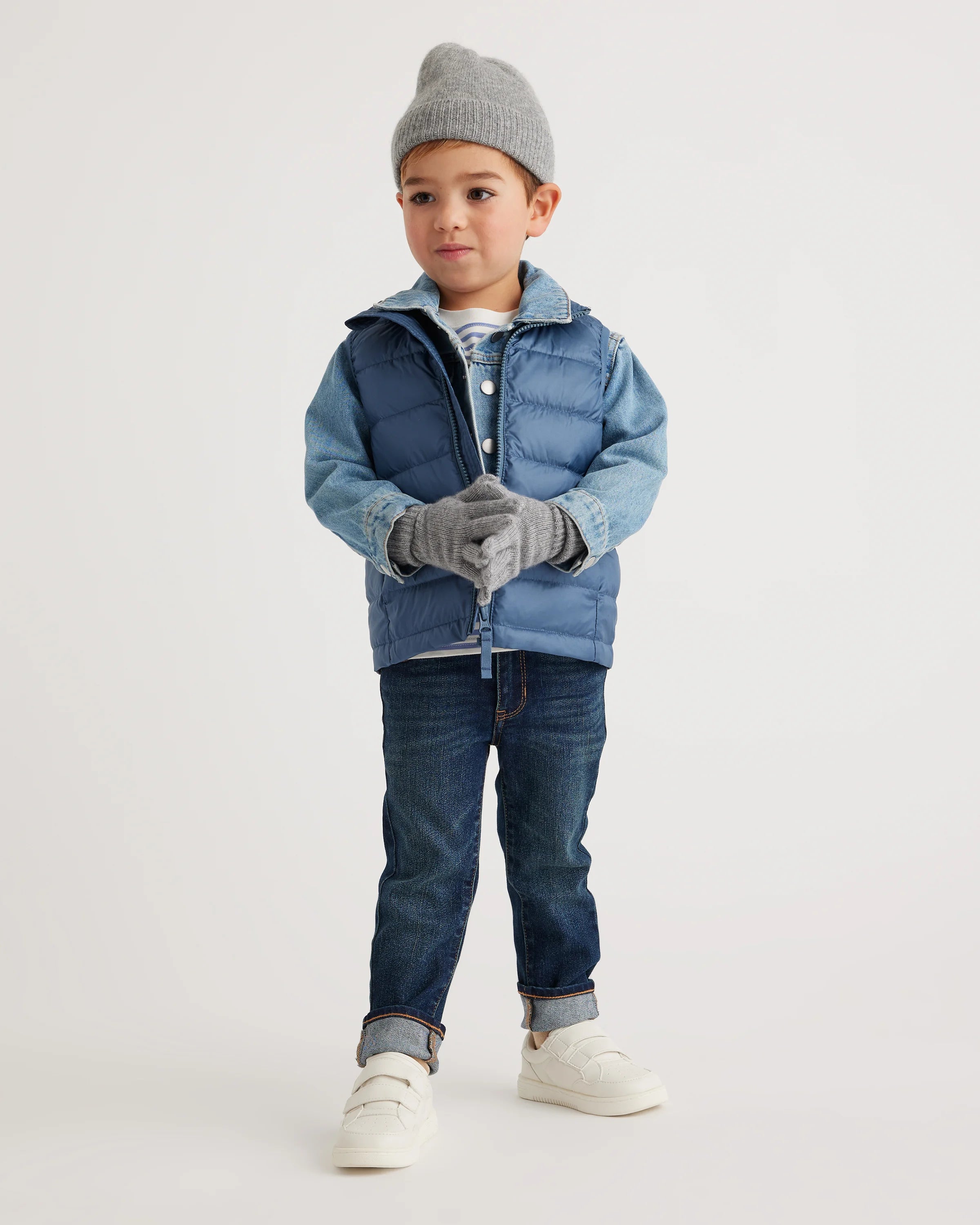 Washable Cashmere Gloves - 2T-3T / Heather Grey Secondary image