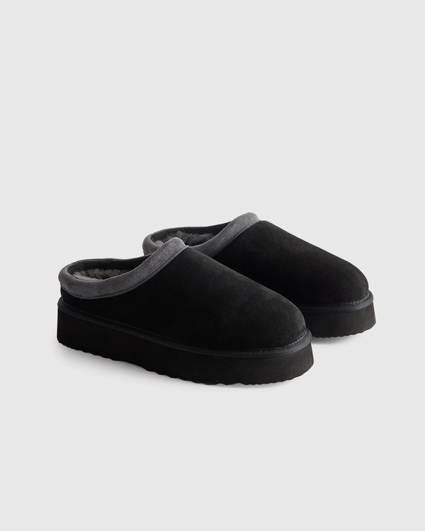 Australian Shearling Platform Clog Slipper - 5 / Pecan