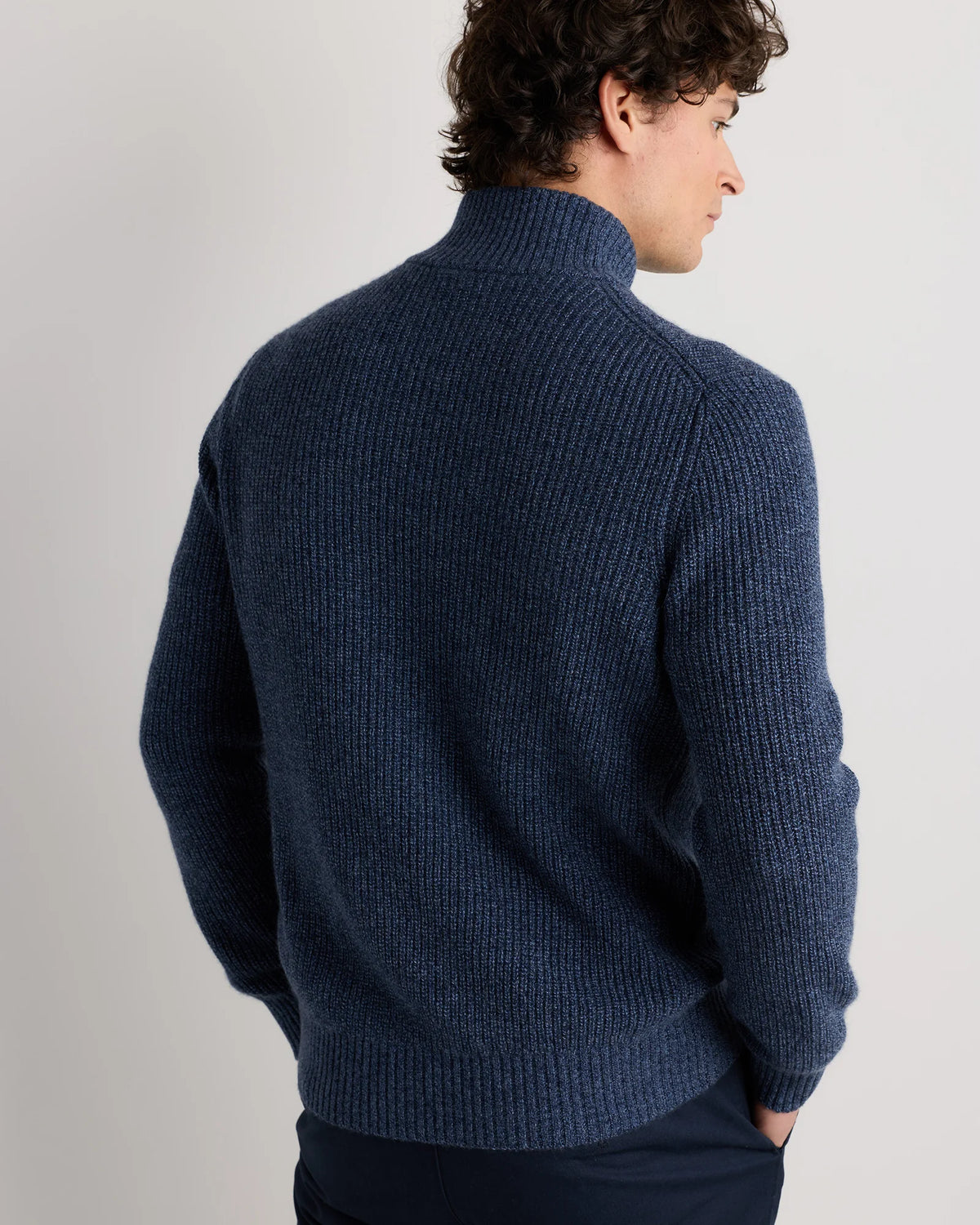 Mongolian Cashmere Fisherman Full Zip Sweater - S / Teak