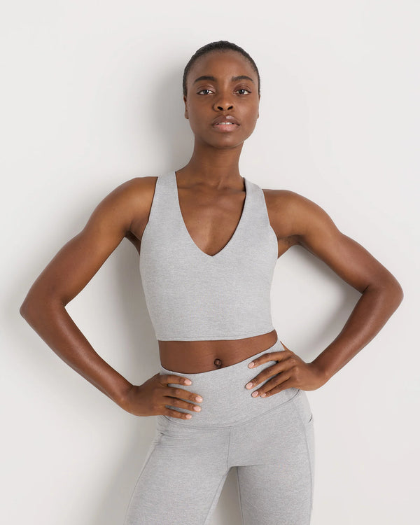 Ultra-Soft V-Neck Cropped Tank - XS / Heather Navy