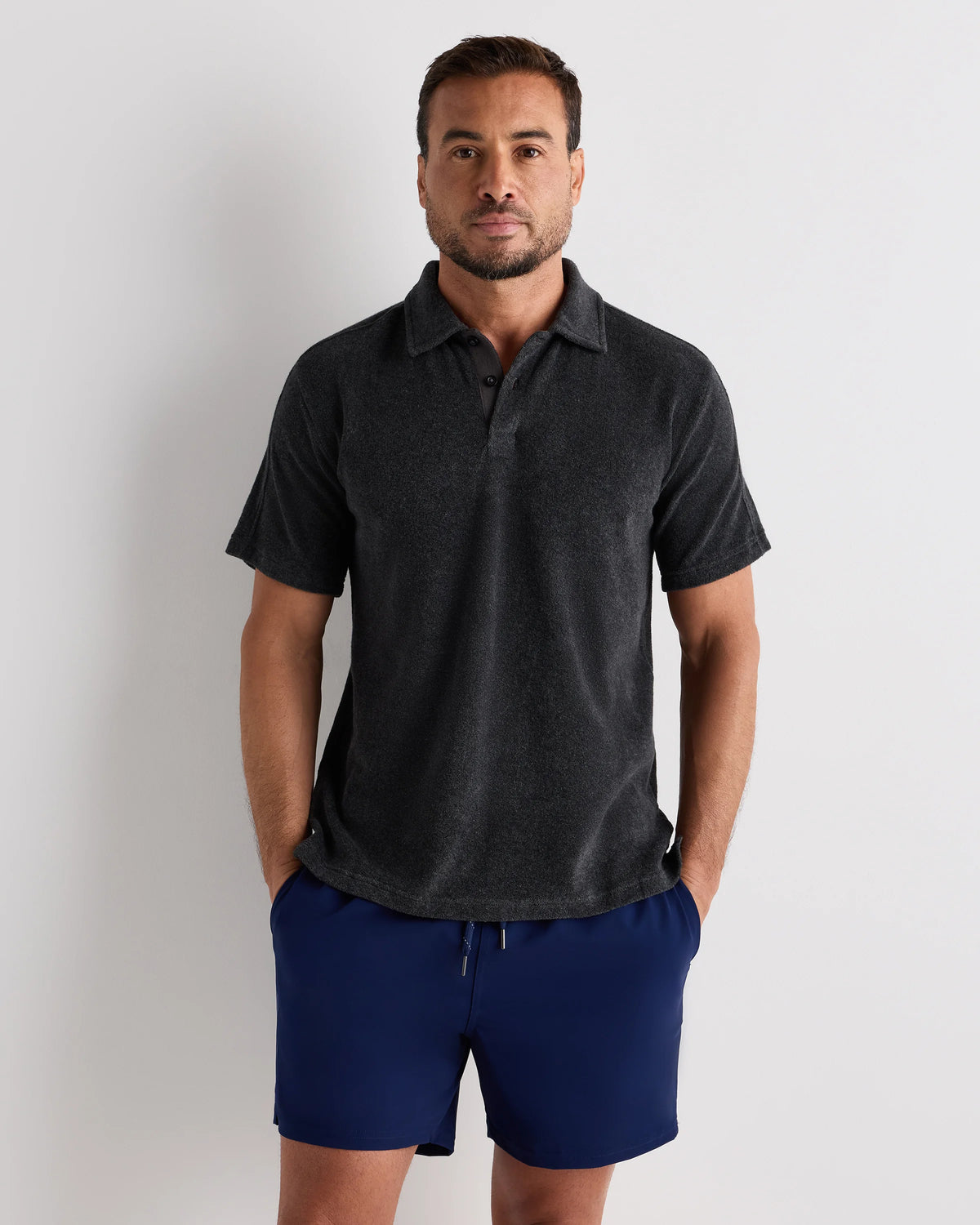 100% Organic Cotton Terry Towel Polo - S / Charcoal