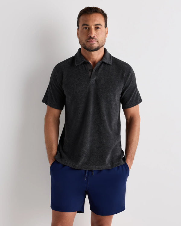 100% Organic Cotton Terry Towel Polo - S / Charcoal
