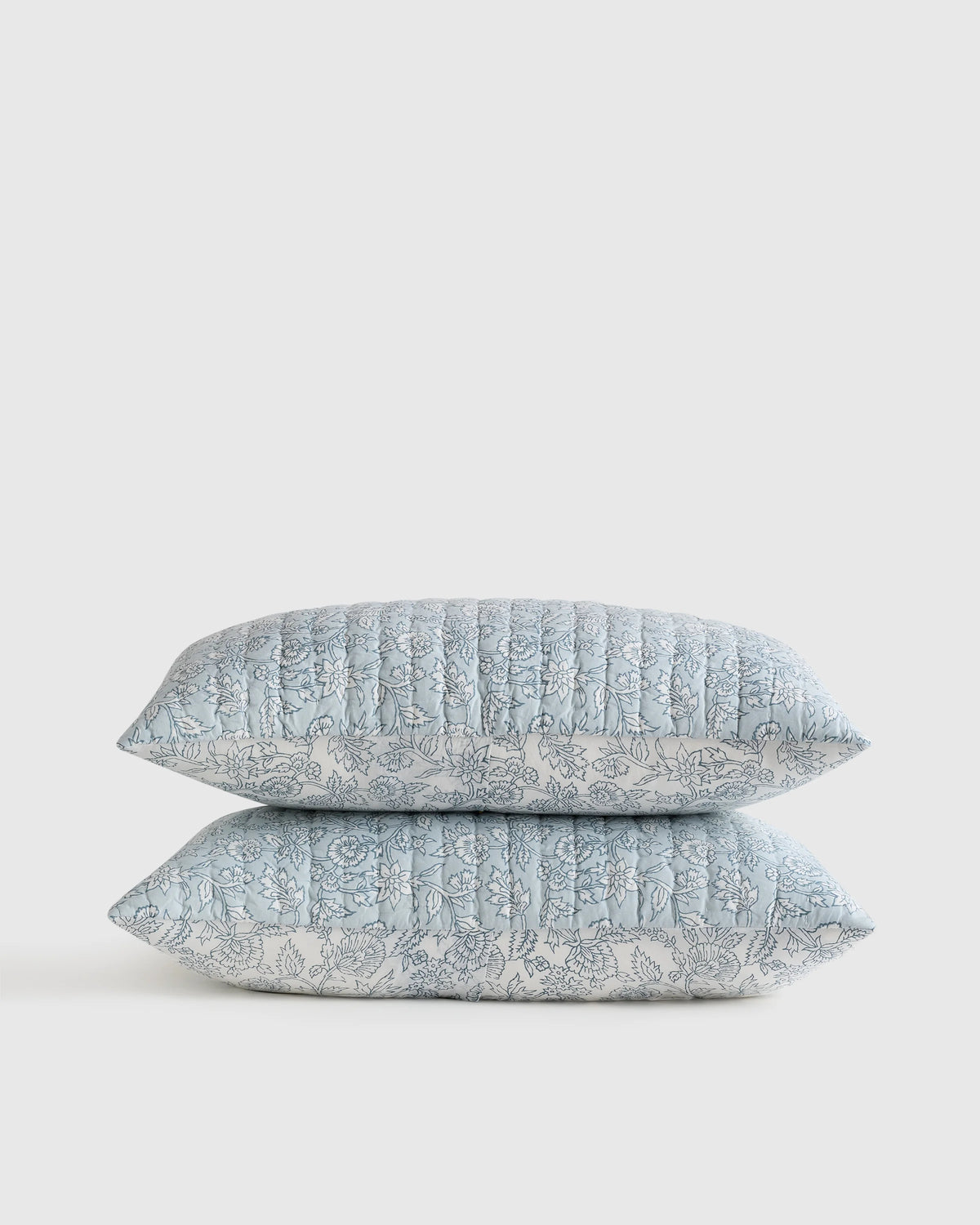 Organic Cotton Block Print Quilted Sham Set - Standard / Green