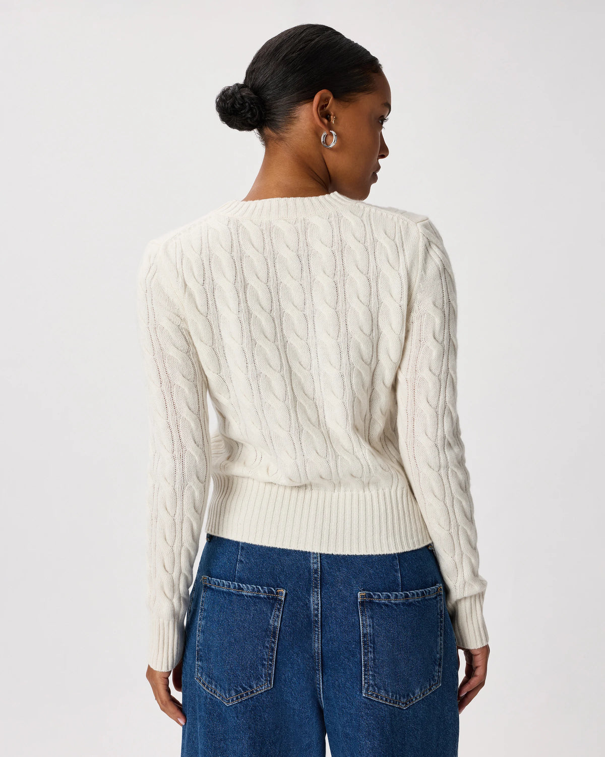 Mongolian Cashmere Shrunken Cable Crewneck Sweater - XS / Varsity Red