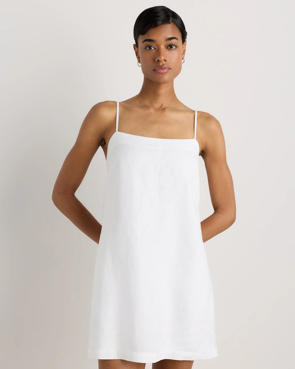 100% European Linen Mini Skort Dress - XS / Moonstone Blue
