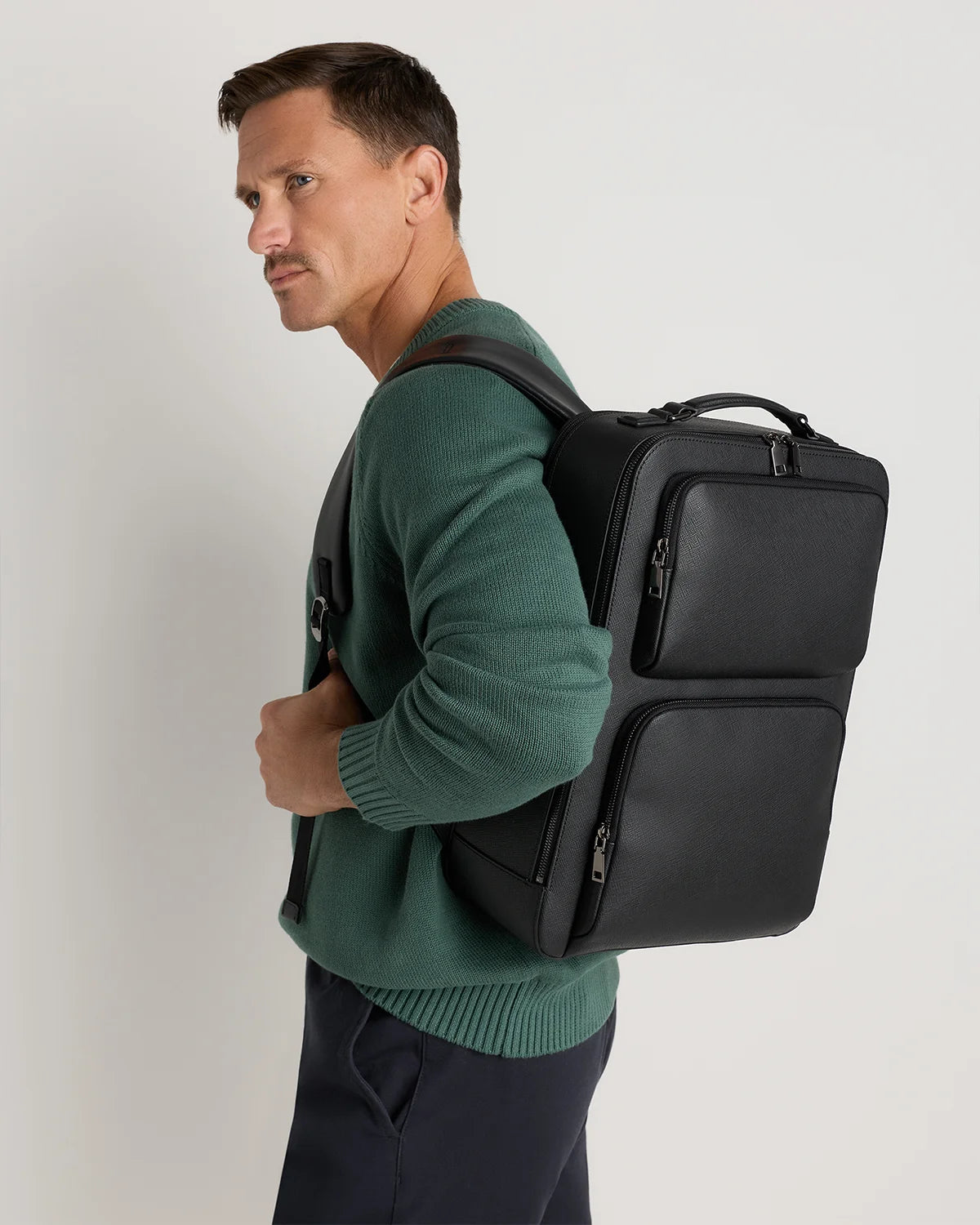 Italian Saffiano Laptop Backpack - One Size / Hickory Secondary image