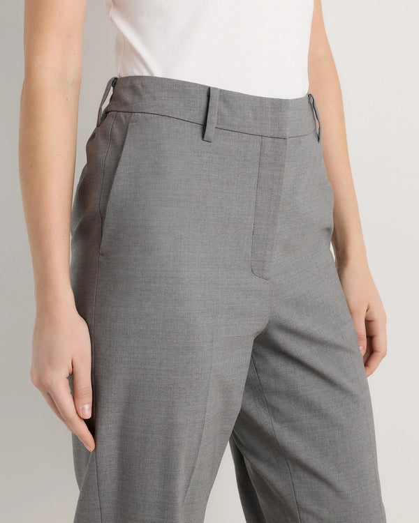 Italian Wool Slim Leg Ankle Pants - 0 / Grey Melange