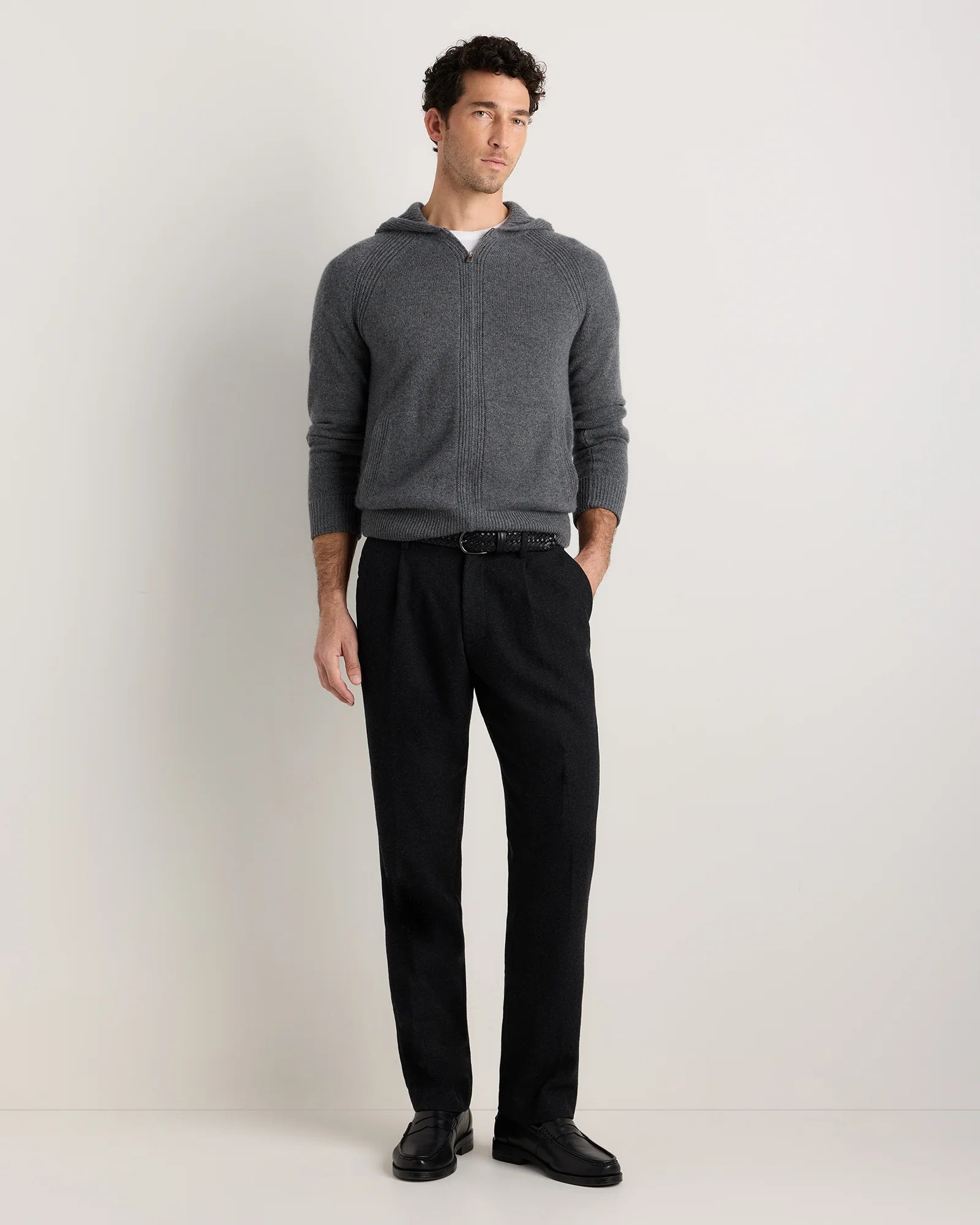 Luxe Baby Cashmere Bomber Hoodie - S / Heather Pewter Secondary image