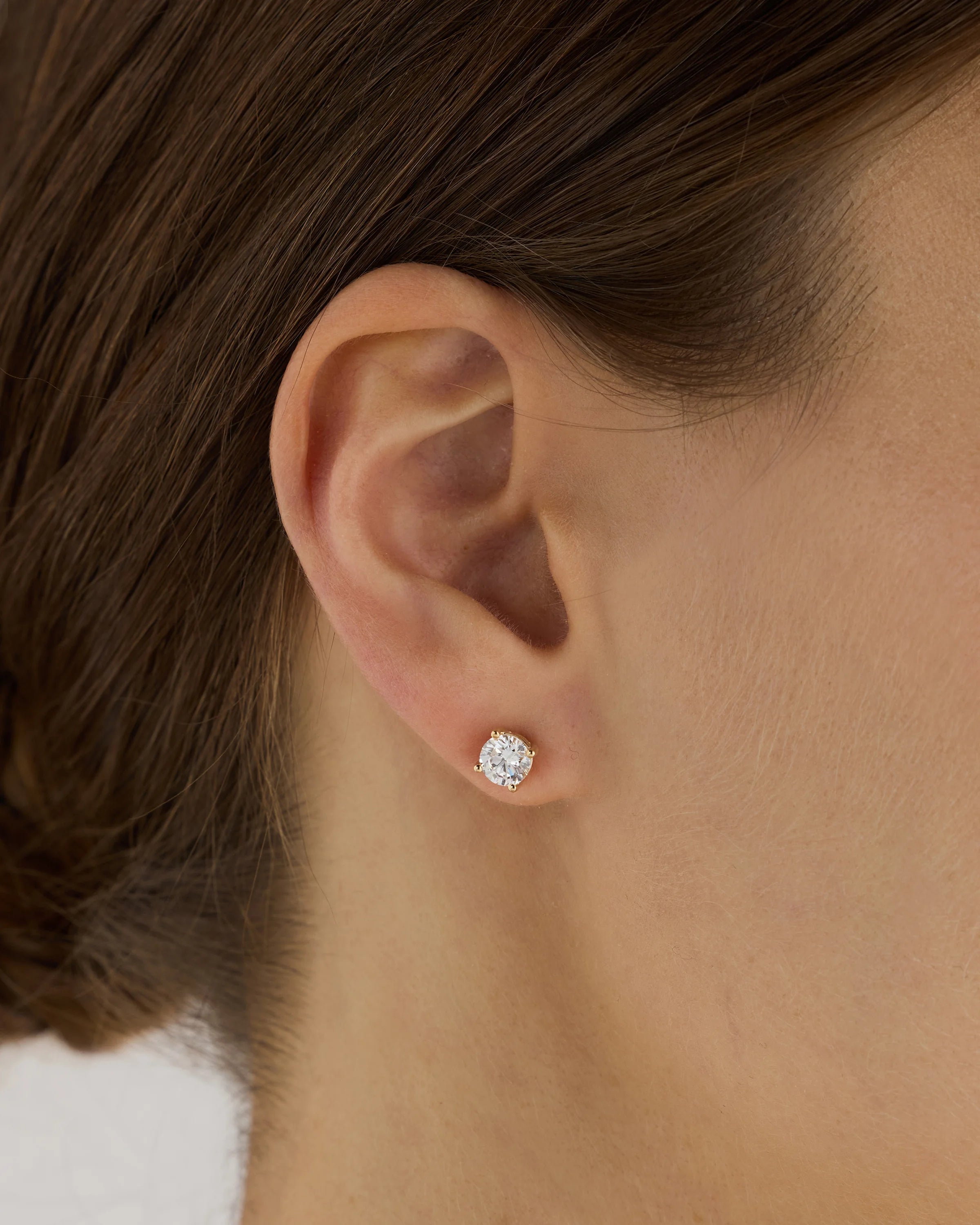 14K Gold Lab Grown Diamond Four-Prong Solitaire Studs - 1.5ctw - One Size / Yellow Gold Secondary image