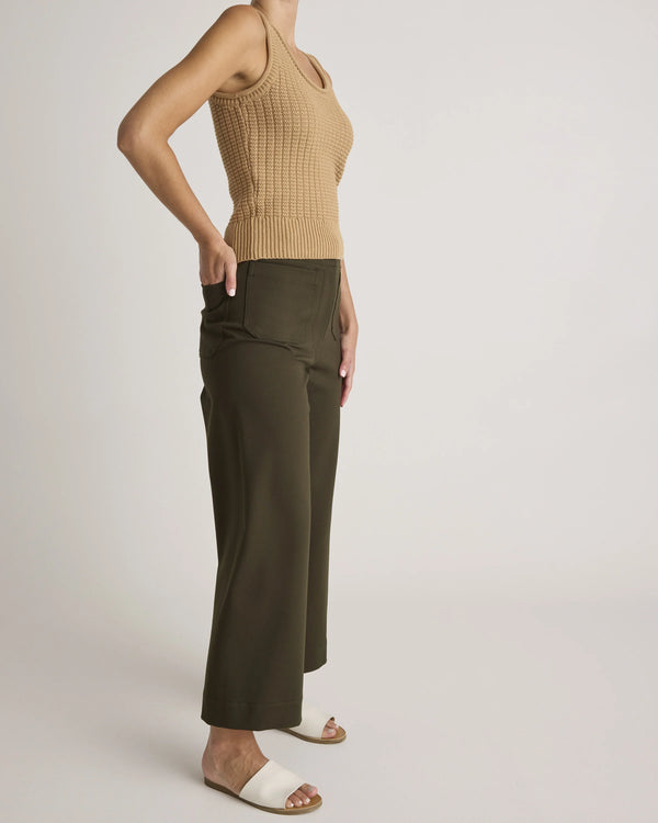 Ultra-Stretch Ponte Cropped Wide Leg Pants - 0 / Espresso