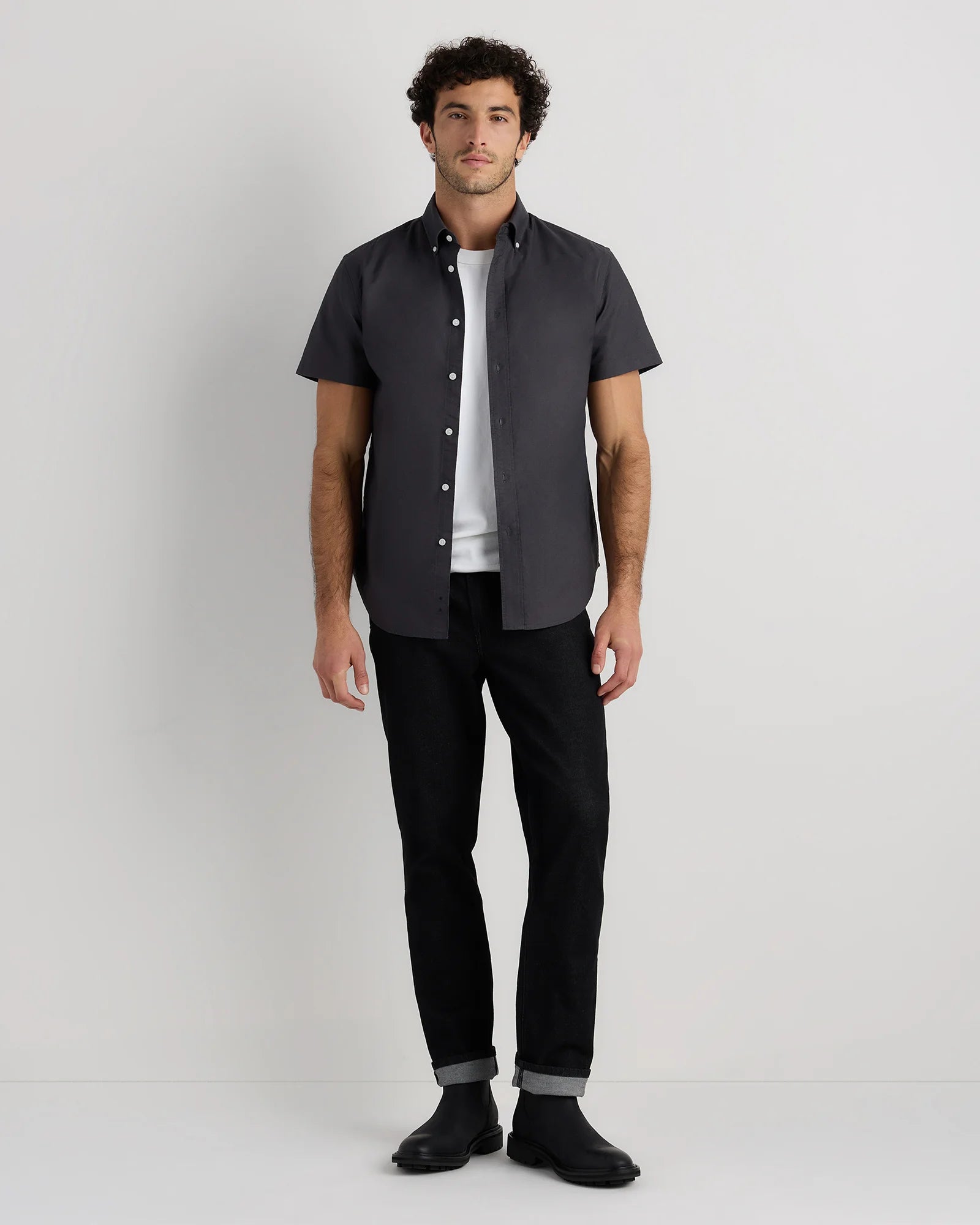 100% Organic Cotton Short Sleeve Oxford Shirt - S / Dark Coal Secondary image