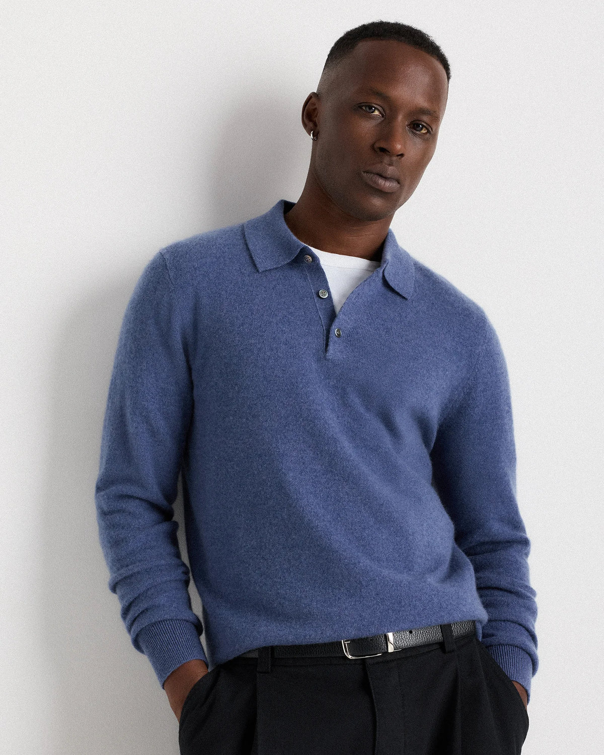 Mongolian Cashmere Polo Sweater - S / True Navy