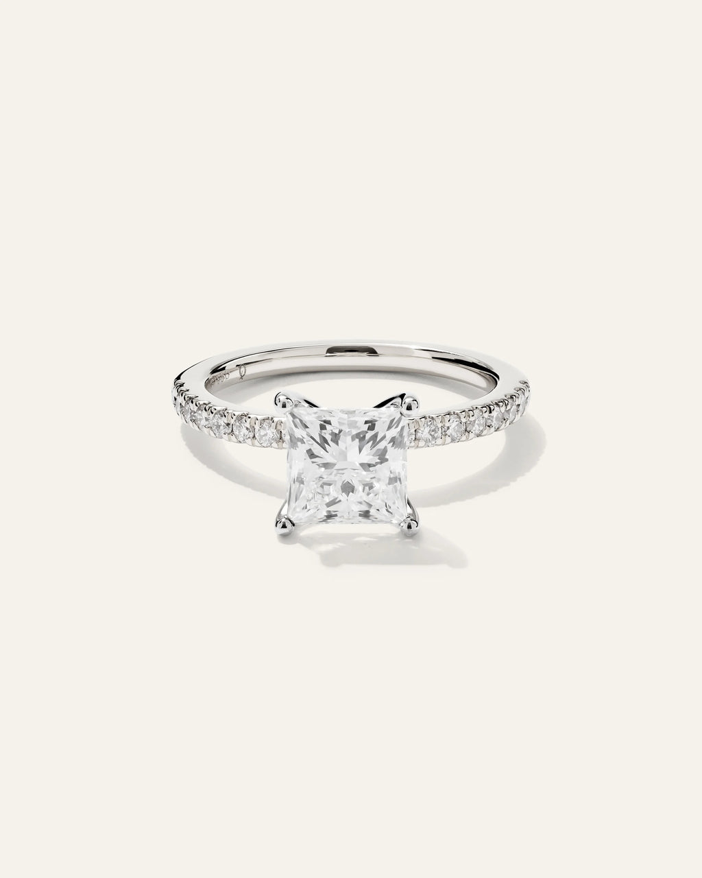 Lab Grown Diamond Princess Petite Pave Engagement Ring - 1.5ct - 4 / Yellow Gold