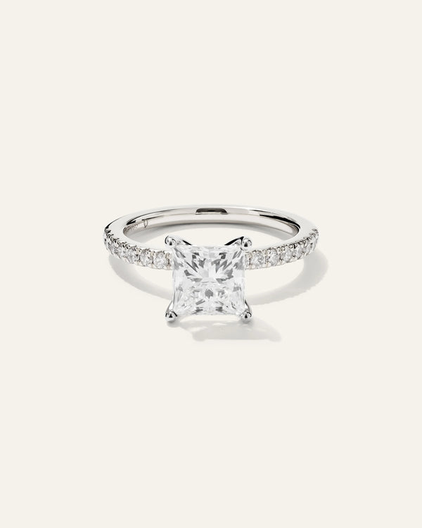 Lab Grown Diamond Princess Petite Pave Engagement Ring - 1.5ct - 4 / Yellow Gold