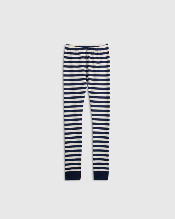 100% Organic Cotton Long Sleeve and Pant Pajama Set - 2T / Navy Stripe